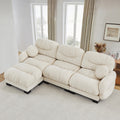 116 Chenille Pleated Design Sectional Sofa With Ottoman And 2 Round Pillows