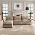 116 L Shaped Sectional Modular Cloud Sofa With Ottoman Soft Pillow Back Tool Free Easy Assembly Linen Couch
