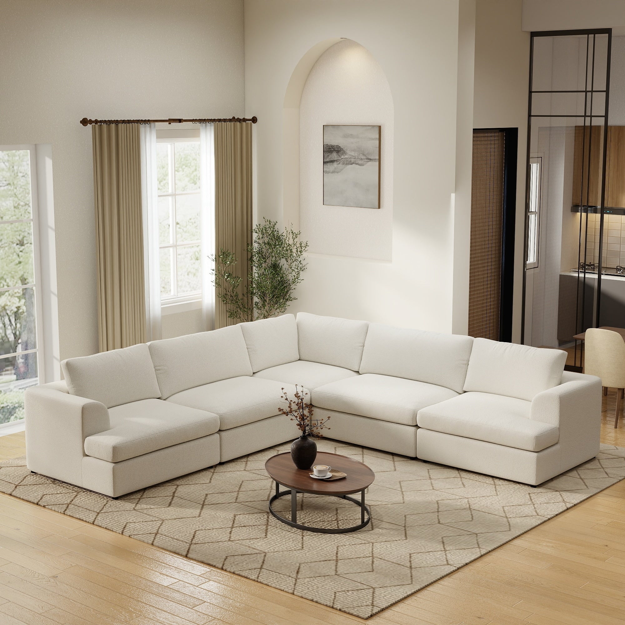 118.11 Oversized L Shaped Sectional Sofa Modern Modular Cloud Couch Compression Foam Sofa For Living Room