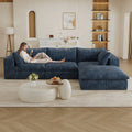 118.2 Cloud Sofa Corduroy Fabric Deep Seat Couches Double Layer Design