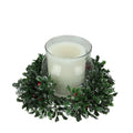 11 Boxwood And Berry Silver Tipped Christmas Hurricane Pillar Candle Holder Clear