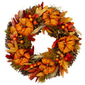 Brown And Orange Fall Wreath With Pumpkins And Berries 13 Unlit