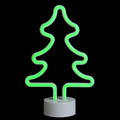 11 Battery Operated Neon Style Led Green Christmas Tree Table Light