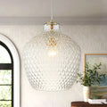 11 Modern Elegant 1 Light Gold Adjustable Pendant Lighting With Diamond Pattern Glass Shade For Kitchen Island
