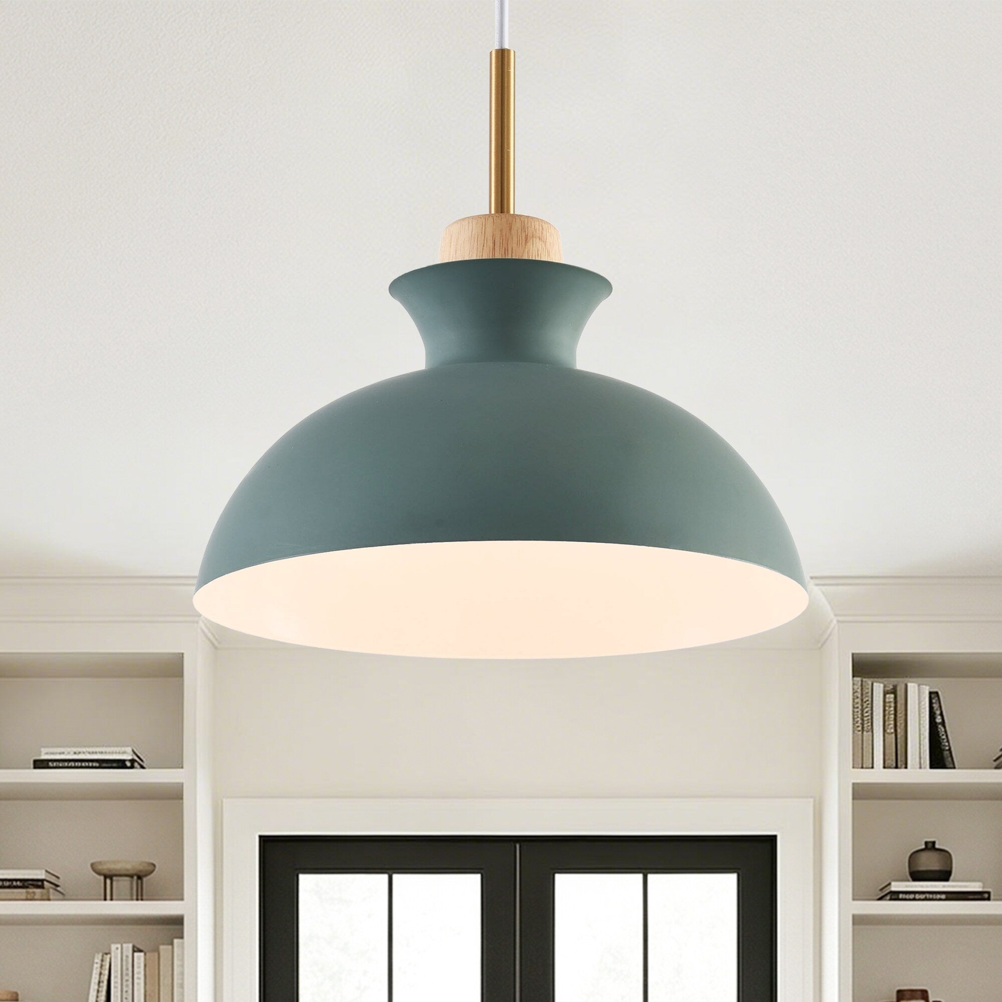 11 Modern Green 1 Light Pendant Light Adjustable Chandelier For Kitchen Island And Hallways