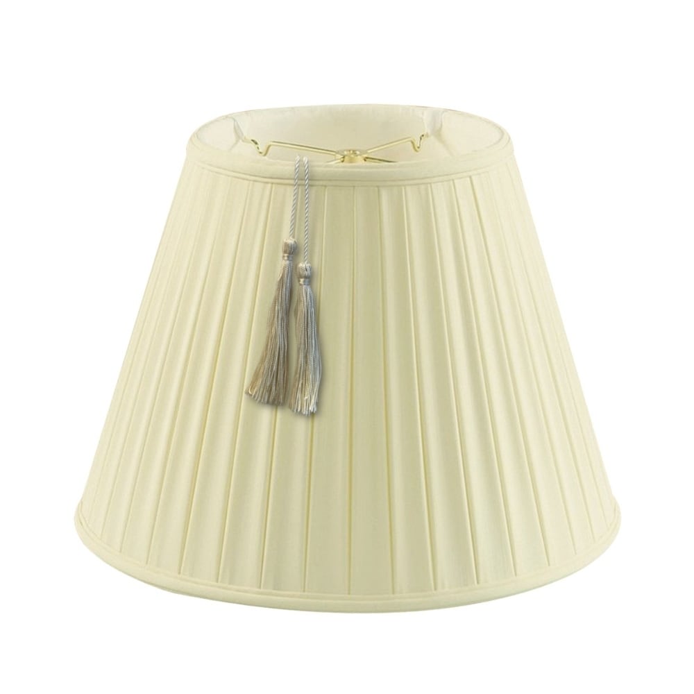 11X18X13.5 Empire Boxpleat Tassel Lamp Shade Eggshell Shantung Fabric