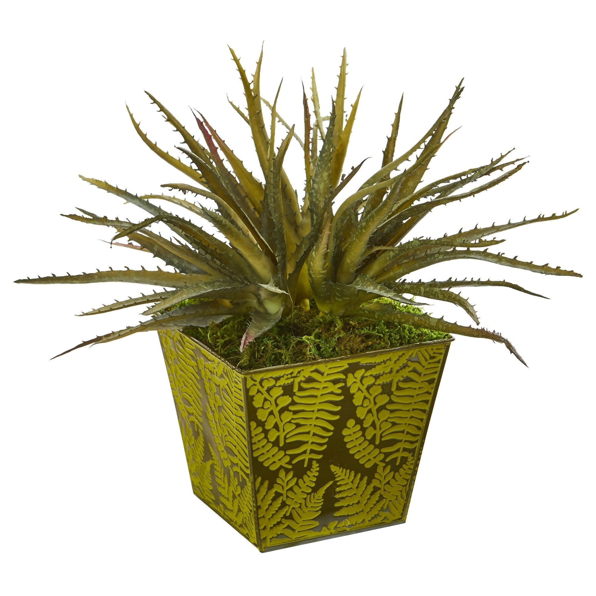12 Aloe Succulent Artificial Plant In Green Tin Planter