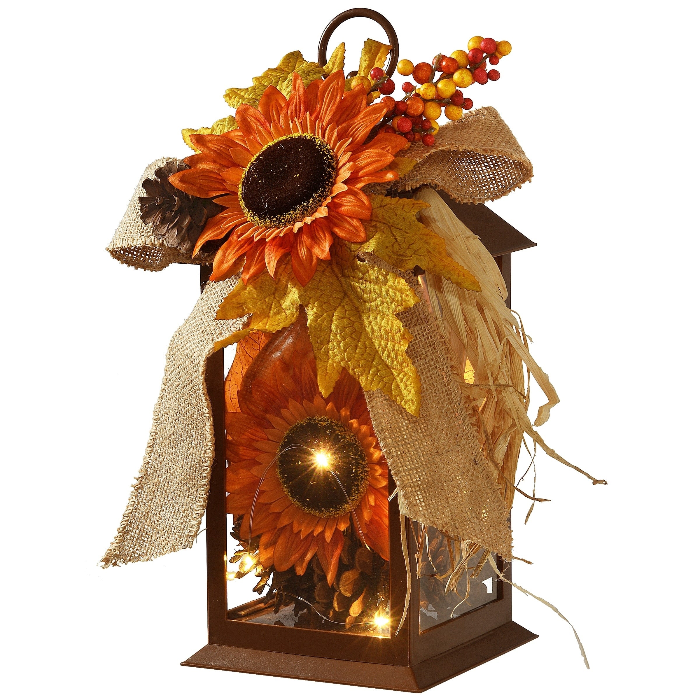 12 Decorated Autumn Lantern With Led Lights