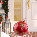 12 Inch Red And Gold Large Christmas Ball Ornament Tabletop Led Decoration