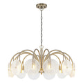 12 Light Antique Bronze Chandelier Frosted Ice Textured Glass Shades Dia.27.56 In