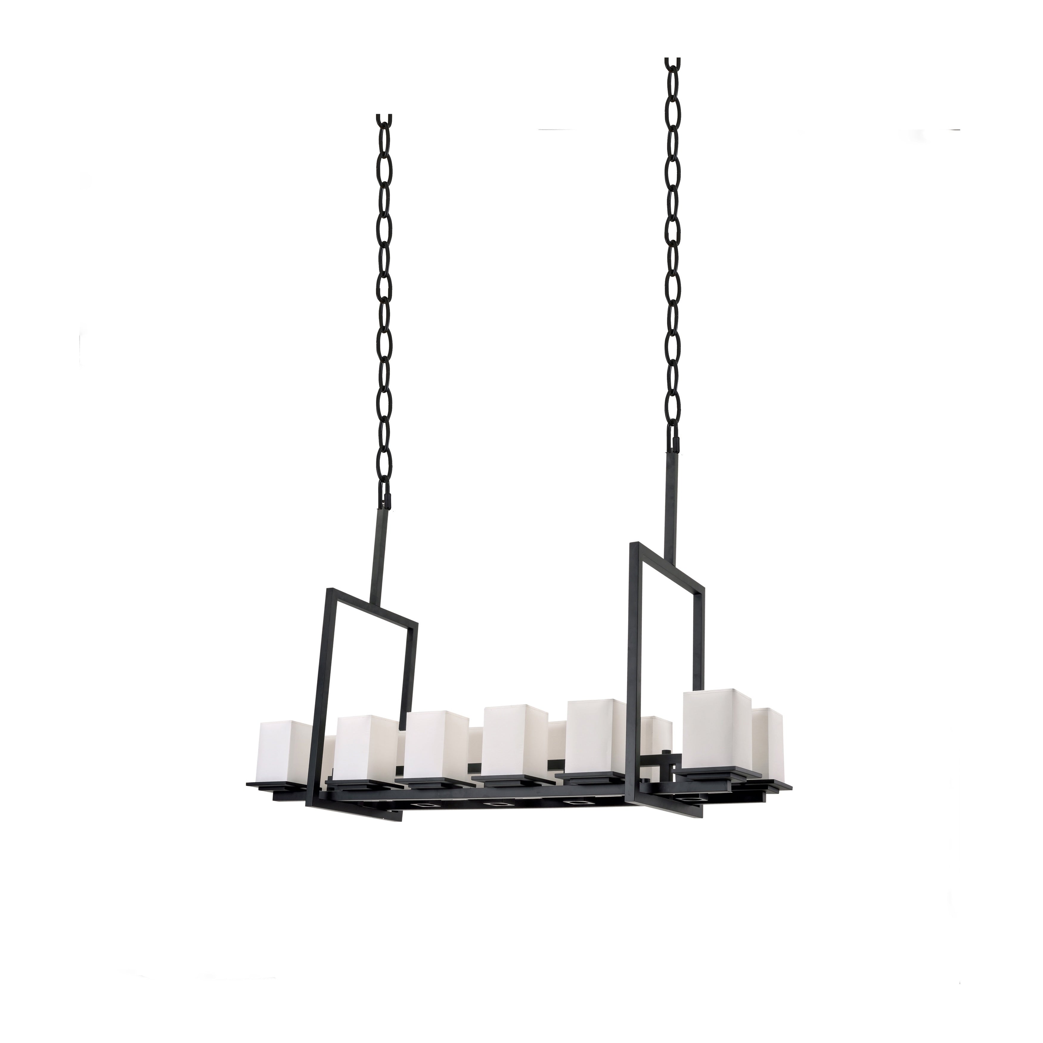 12 Light Black Chandelier With White Shades
