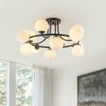 12 Light Black Semi Flush Mount Ceiling Light Modern Sputnik Chandelier Dia. 29.92 Inch