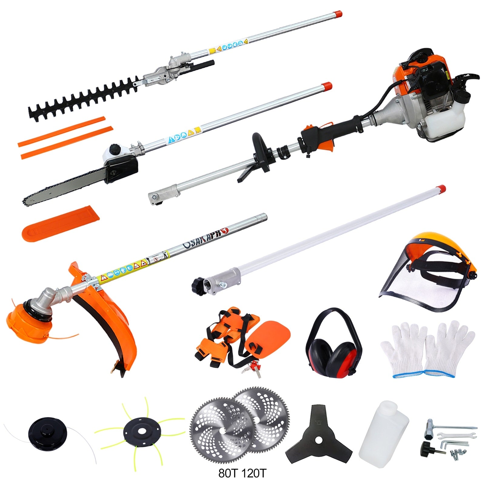 12 In 1 Multi Functional Trimming Tool 52Cc 2 Cycle Garden Tool System With Gas Pole Saw Hedge Trimmer Grass Trimmer