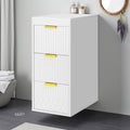 12 Inch Wall Mounted Floating Cabinet With Drawers Side Cabinet For Bathroom Customizable Height With L Shape Metal Handles