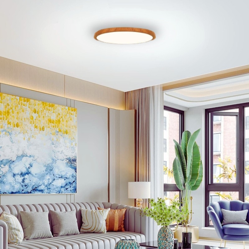12 Inch Flush Mount Light Plastic Light Fixture Walnut Ceiling Light N A