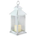 12.5 Black Brushed White Candle Lantern With Flameless Led Candle