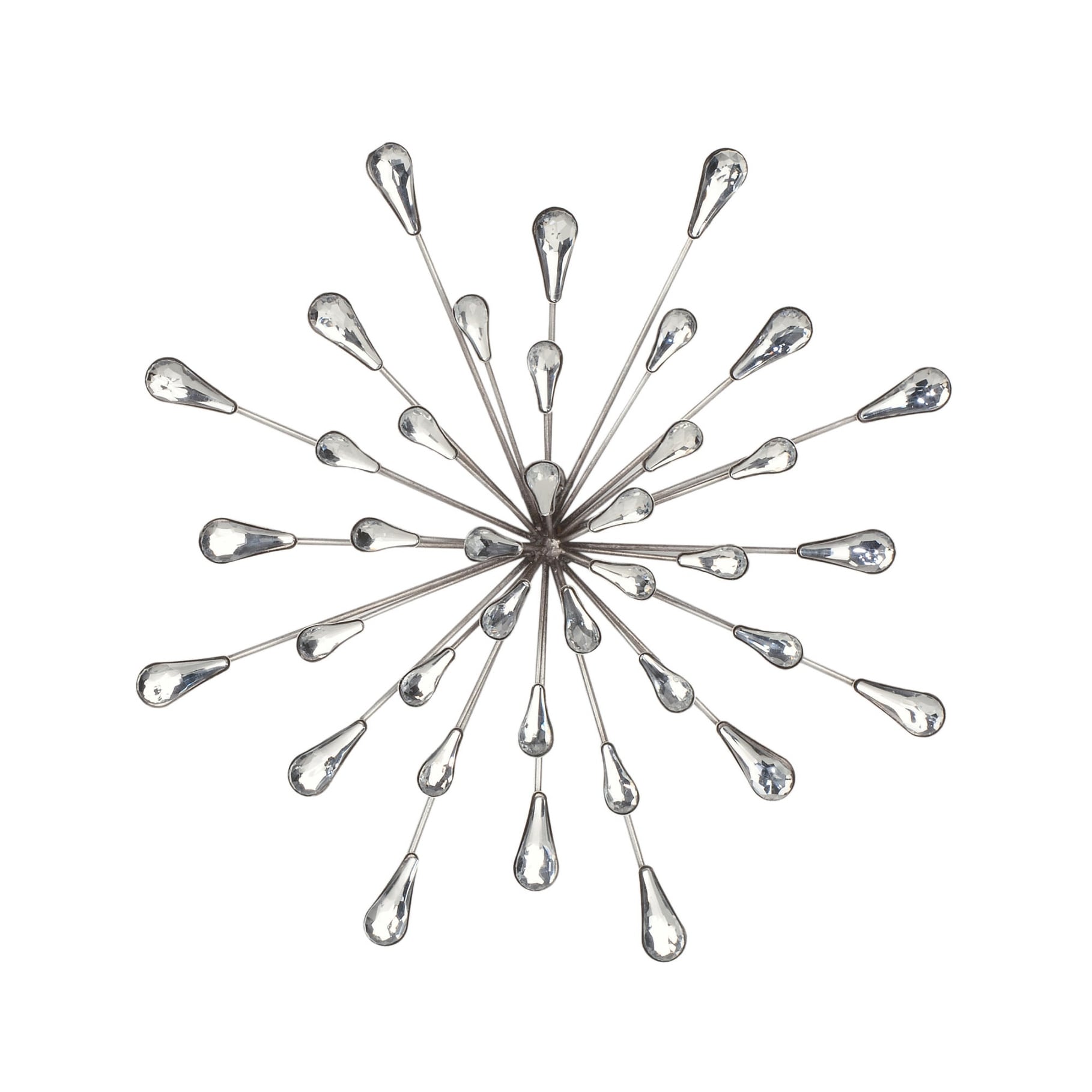 12.5 Dia Silver Starburst Metal Clear Beads Wall Art