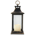 12.5 Gold Brushed Black Candle Lantern With Flameless Led Candle