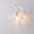 12.6 Luxtury Italy Style Painted Gold Petal Design 3 Light Wall Sconce With Hand Blown Cloudy Textured Glass Panels
