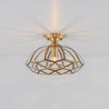 12.6 Modern Vinatge Brass Dimmable 1 Light Semi Flush Mount Ceiling Light With Clear Diamond Shaped Glass Shades For Hallway
