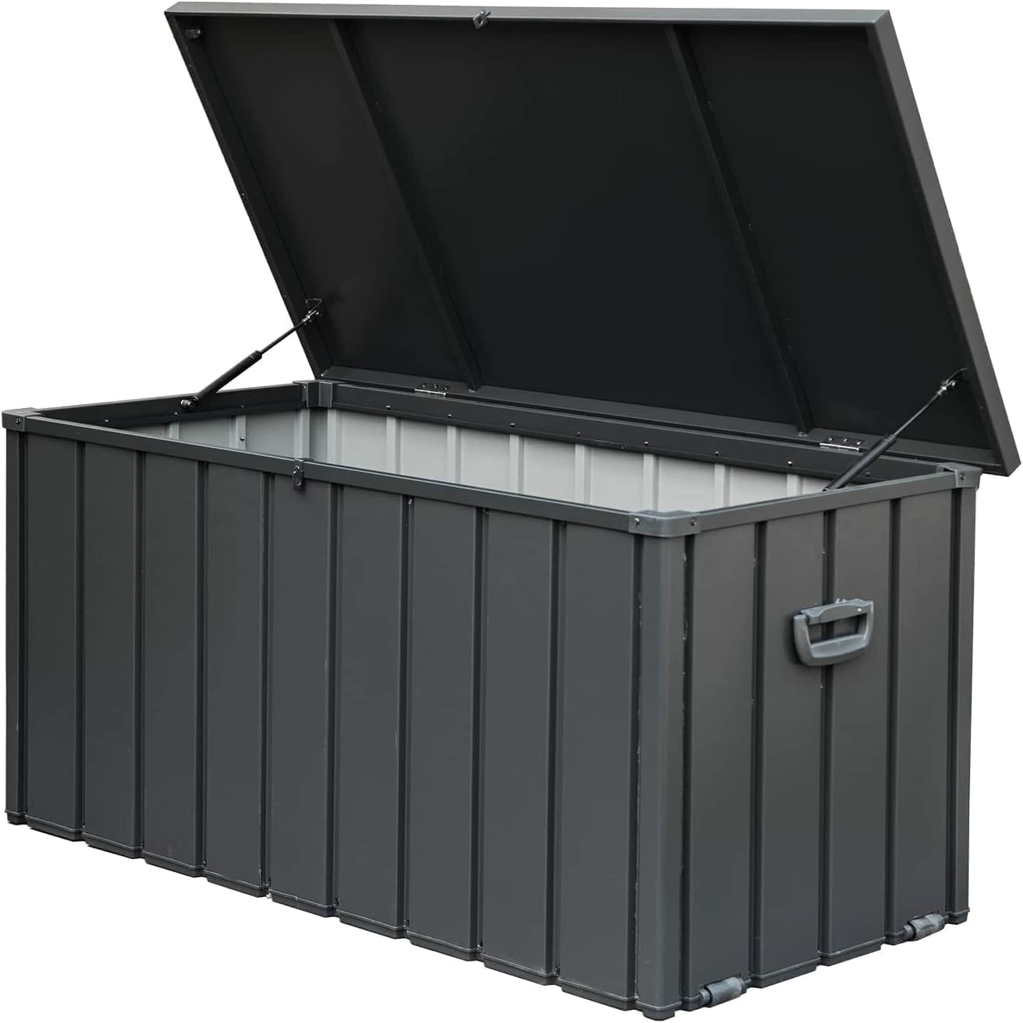 120 Gallon Outdoor Storage Deck Box Waterproof Large Storage Bin For Outside Cushions Throw Pillows Garden Tools Lockable