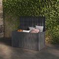 Deck Box Outdoor Storage Large Waterproof Resin Patio Storage Box Lockable Outdoor Cushion Storage Bench For Backyard Pool