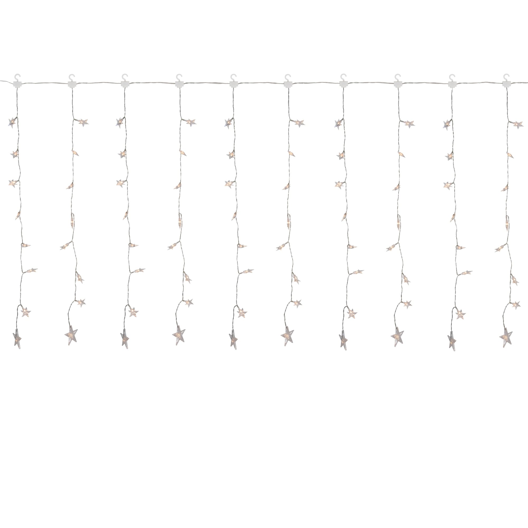 120 Led Warm White Curtain Christmas Lights 7.5 Clear Wire