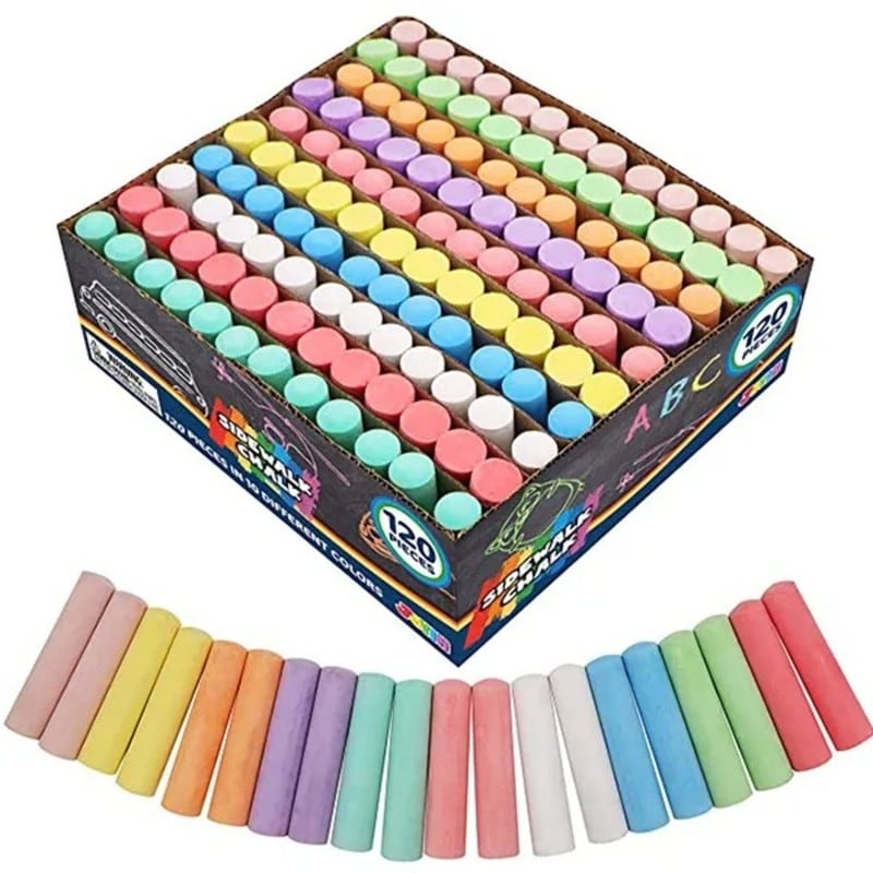 120Pcs Sidewalk Jumbo Washable Chalk Set In 10 Colors Multicolor