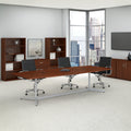 120W X 48D Boat Shaped Conference Table With Metal Base In Cherry
