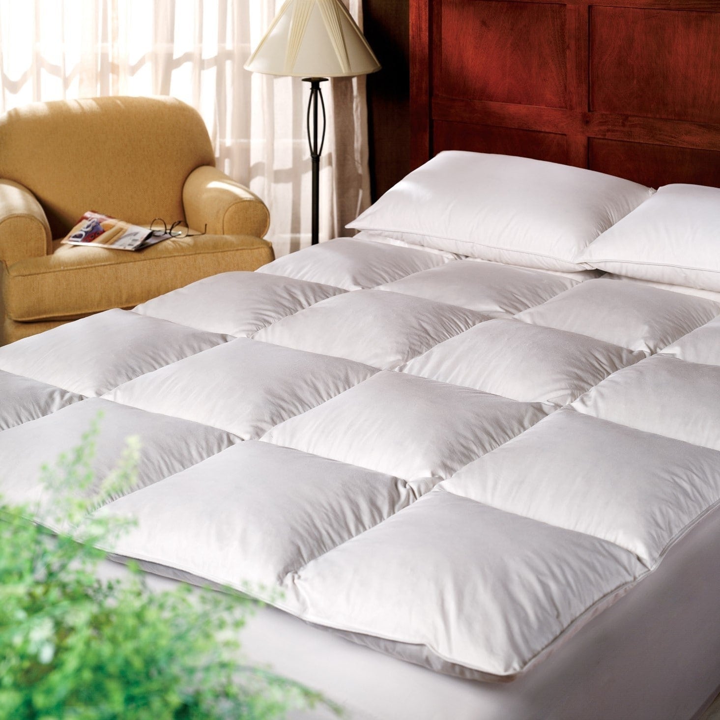 1221 Bedding Cotton 3 Inch Down Alternative Fiber Bed Mattress Topper