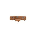 125.25 In.W Square Arm 14 Piece Faux Leather L Shaped Removable Cushions Convertible Sectional Sofa In Brown Finish