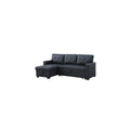 125.25 In.W Straight Arm 14 Piece Polyester L Shaped Removable Cushions Convertible Sectional Sofa In Black Finish