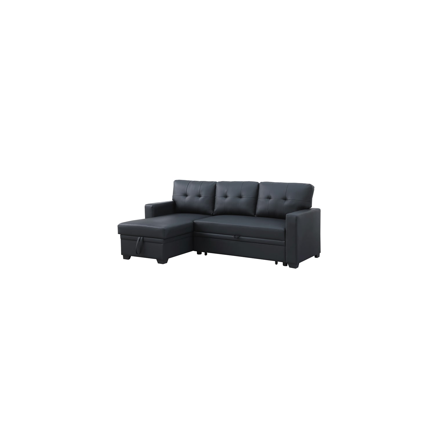 125.25 In.W Straight Arm 14 Piece Polyester L Shaped Removable Cushions Convertible Sectional Sofa In Black Finish