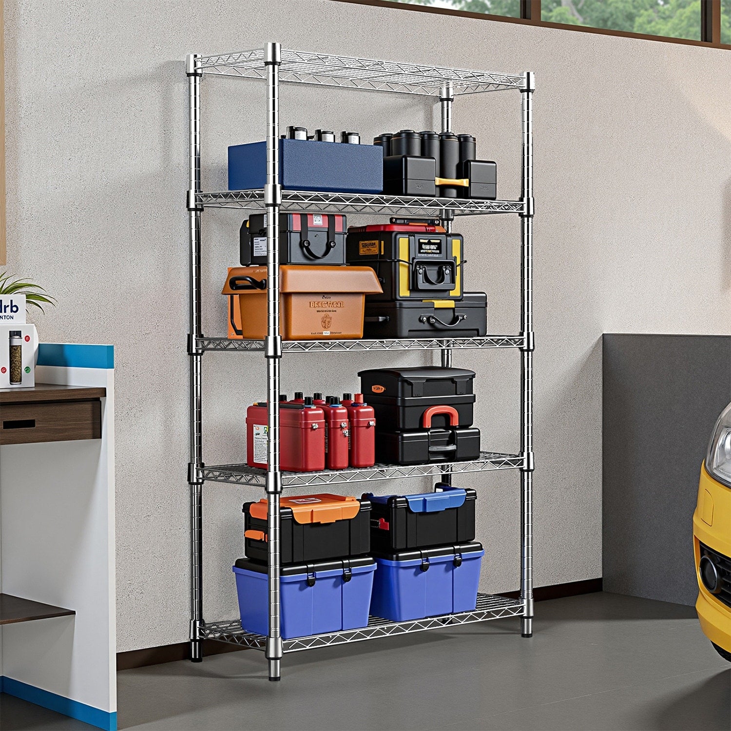 1250 Lbs Steel Heavy Duty 5 Tier Utility Shelving Unit Steel Organizer Wire Rack For Home Kitchen Office