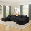 127 Corduroy Sectional Sofa With Usb Ports Cup Holder And Ottomans