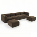 129 U Shaped 6 Piece Modular Velvet Sectional Sofa With Ottomans