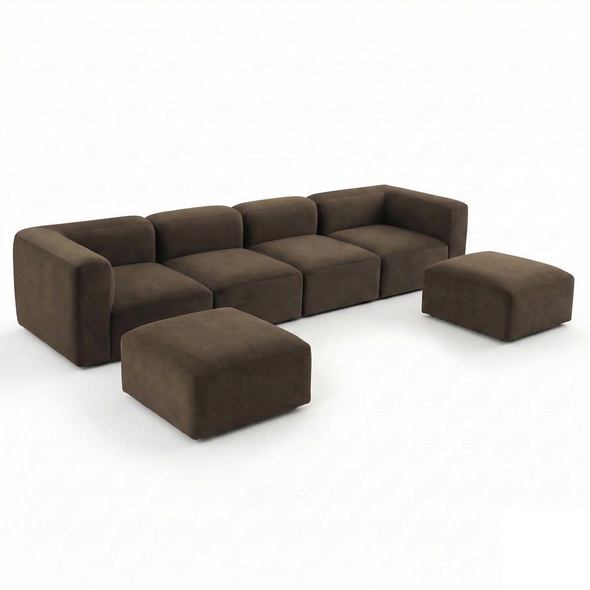129 U Shaped 6 Piece Modular Velvet Sectional Sofa With Ottomans