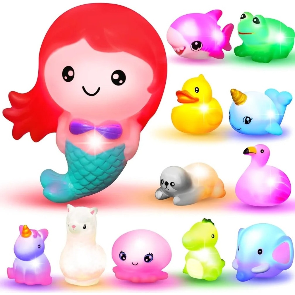 12Pcs Light Up Bath Toys Led Mermaid Bathtub Toy Multicolor
