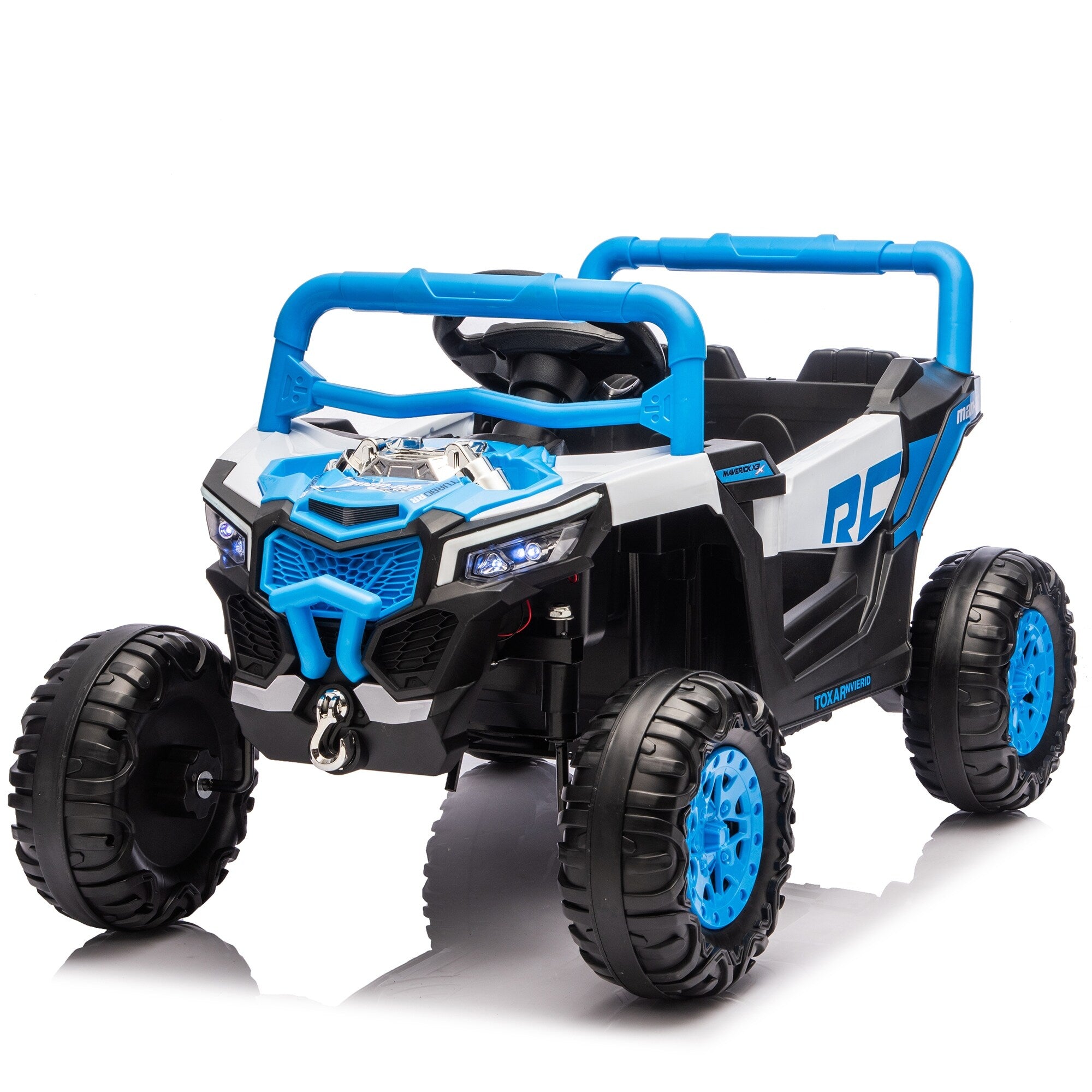 12V Childrens Blue Electric Car With Led Lights Electric Vehicle Toddler Vehicle With Bluetooth Music