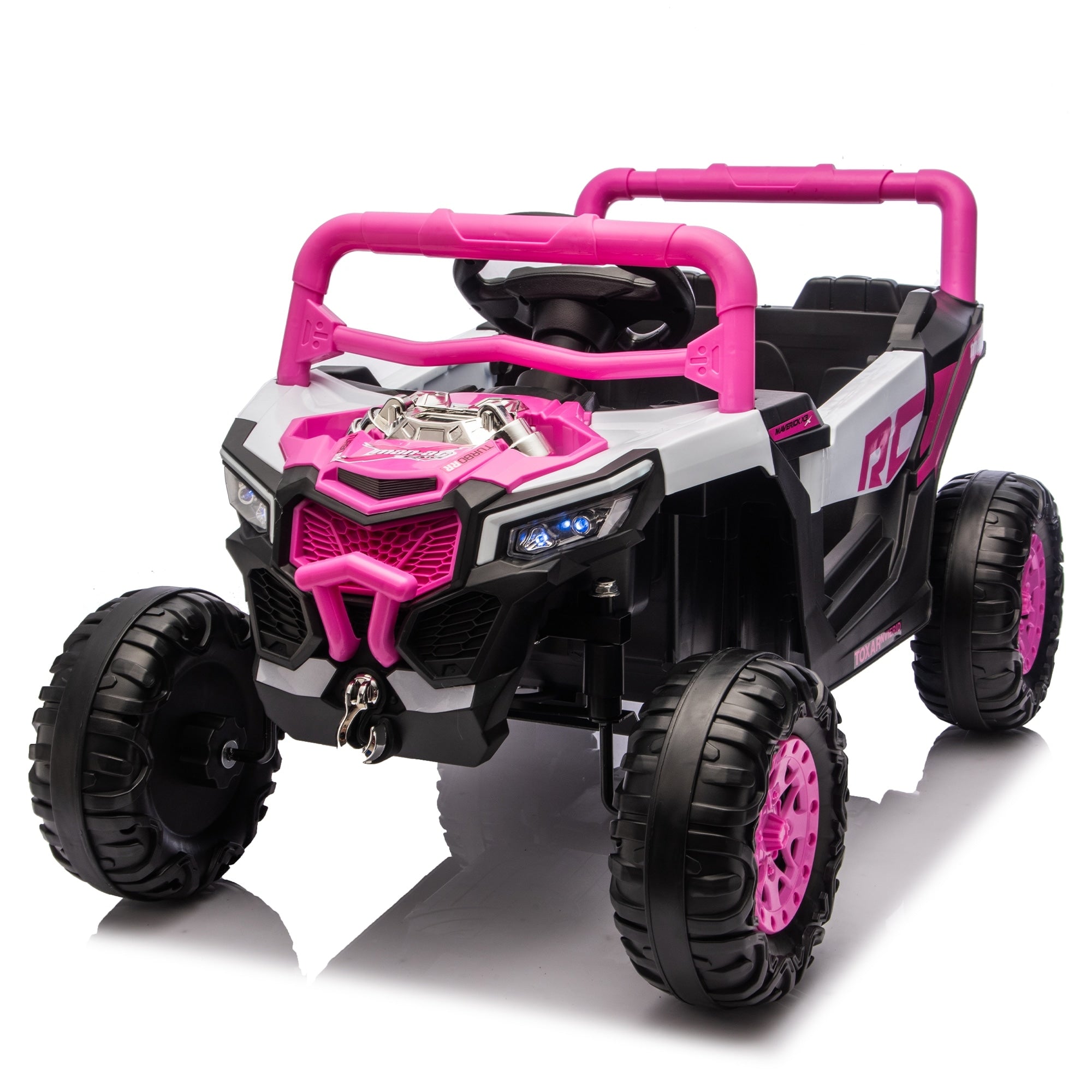 12V Childrens Electric Car With Led Lights Pink Electric Vehicle Toddler Vehicle With Bluetooth Music