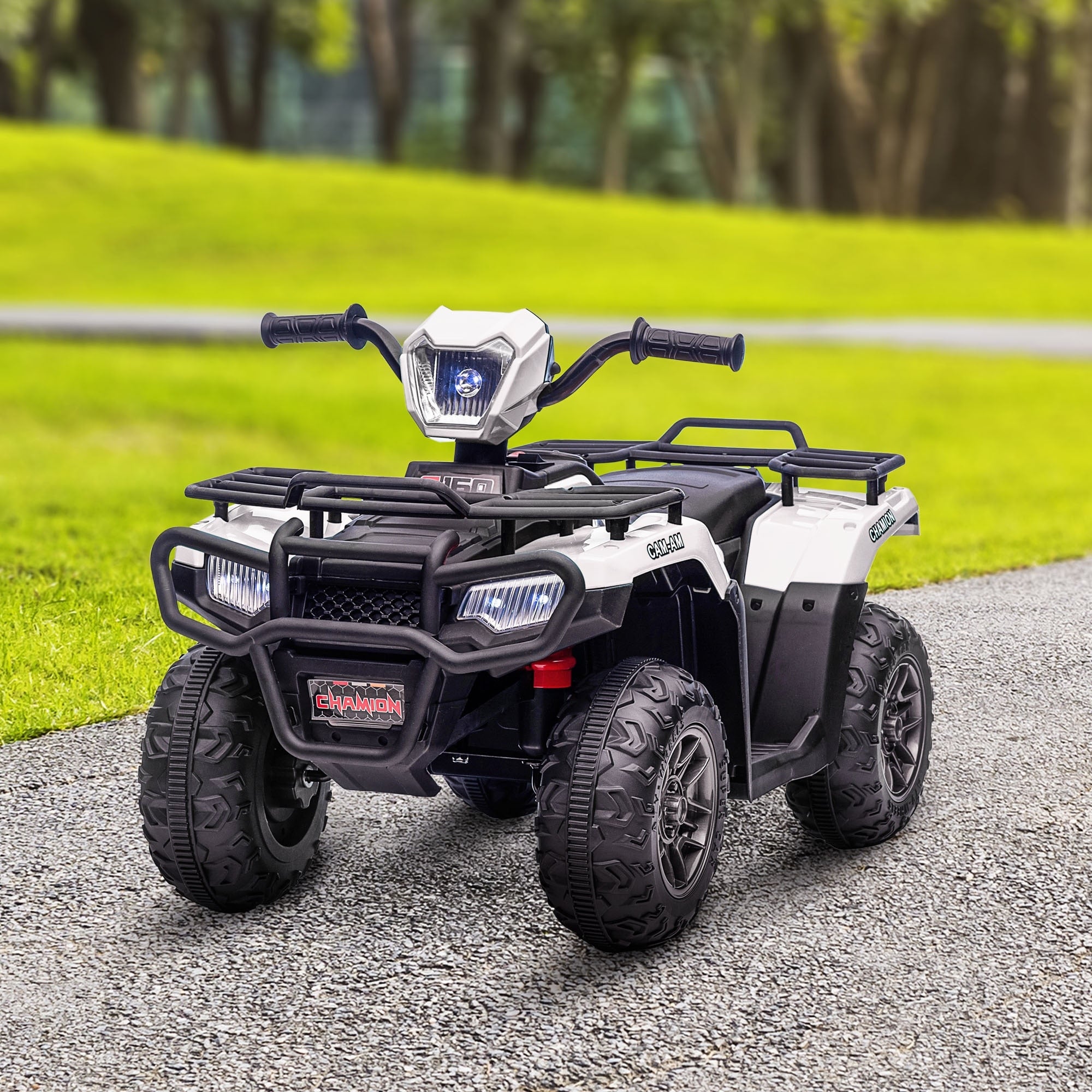 12V Kids Electric Atv Battery Powered Car With Headlight White Off Road Toy Car Ride On Car With Music
