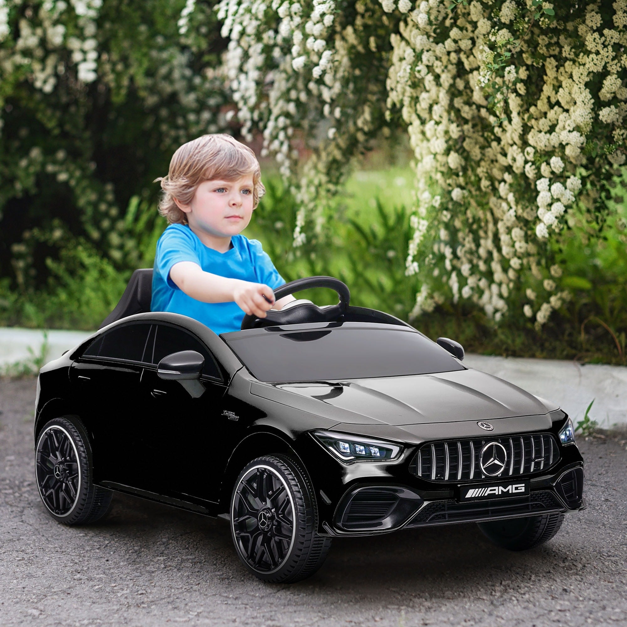 12V Kids Electric Car Battery Powered Ride On Car With Remote Control Black Drift Car With Led Lights
