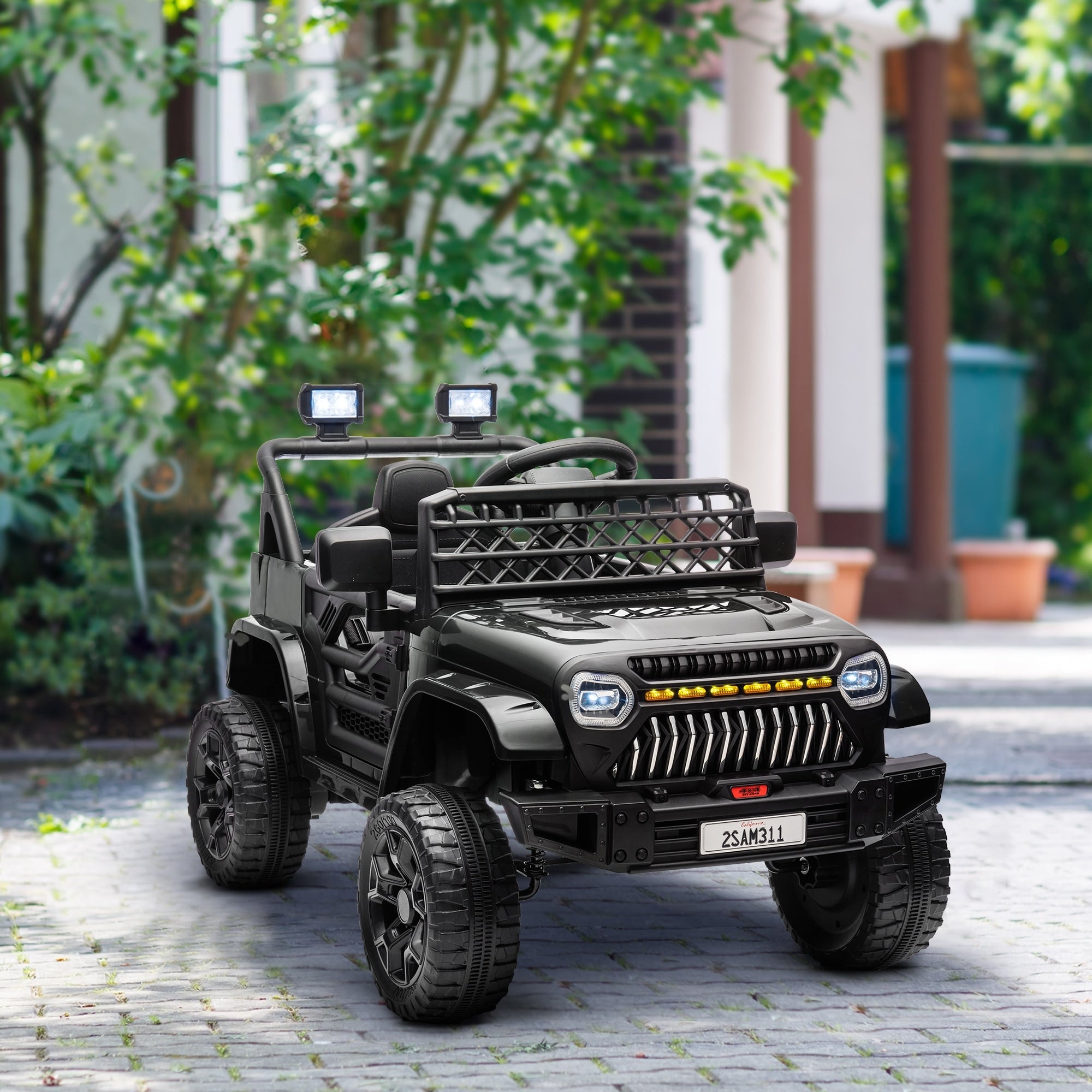 12V Kids Electric Car With Parent Remote Control Black Ride On Car Off Road Toy Car With Music 3 Speeds