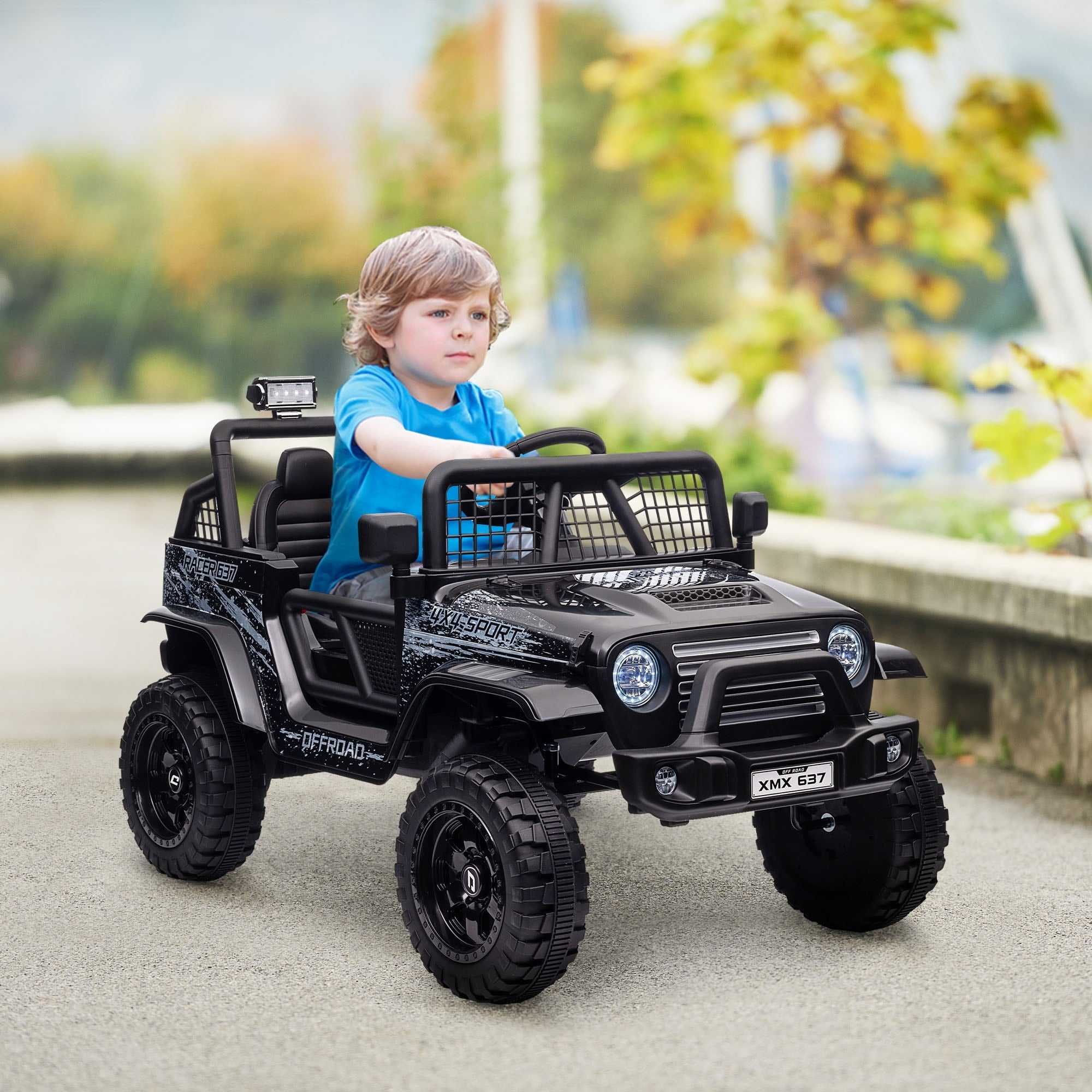 12V Kids Electric Car With Parent Remote Black Ride On Car Battery Powered Electric Car With 3 Speeds Music