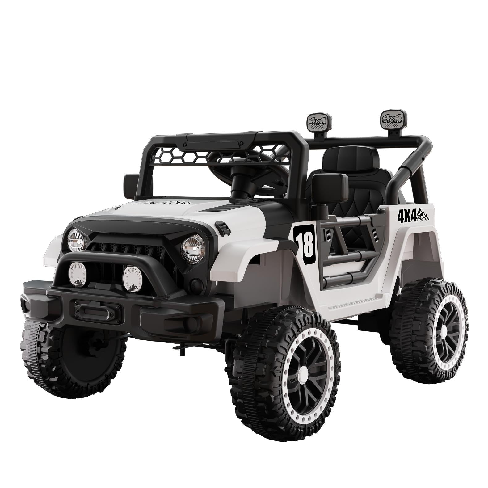 12V Kids Electric Off Road Car With Remote Battery Powered Electric Car Black White Electric Vehicle With Led Lights