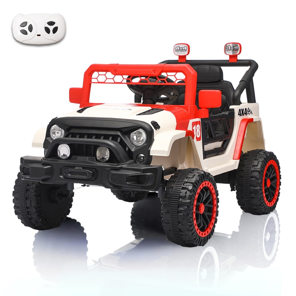 12V Kids Electric Off Road Car With Remote White Red Battery Powered Electric Car Electric Vehicle With Led Lights