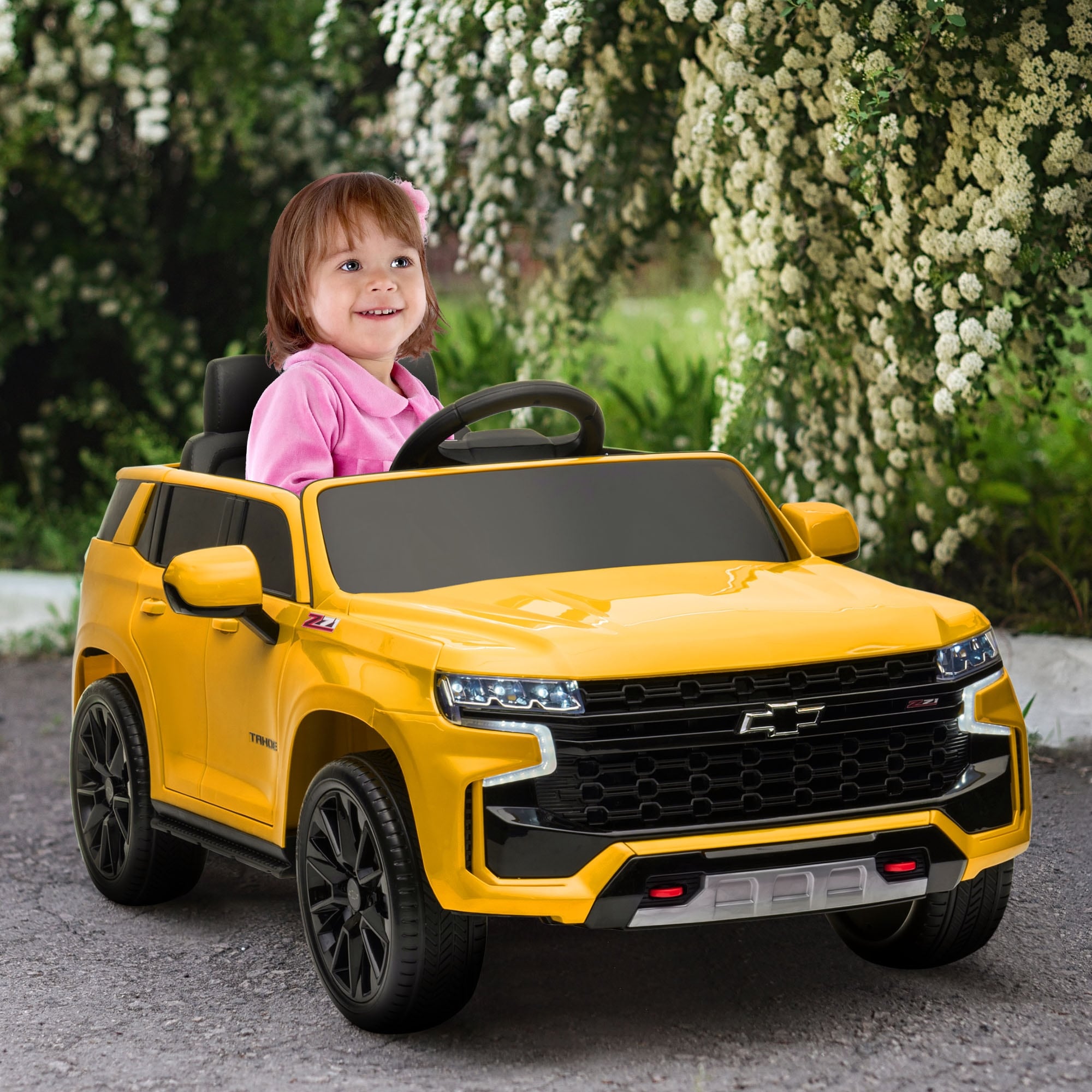 12V Kids Ride On Car With Parent Remote Control Yellow Electric Car Toddler Ride On Vehicle With Music