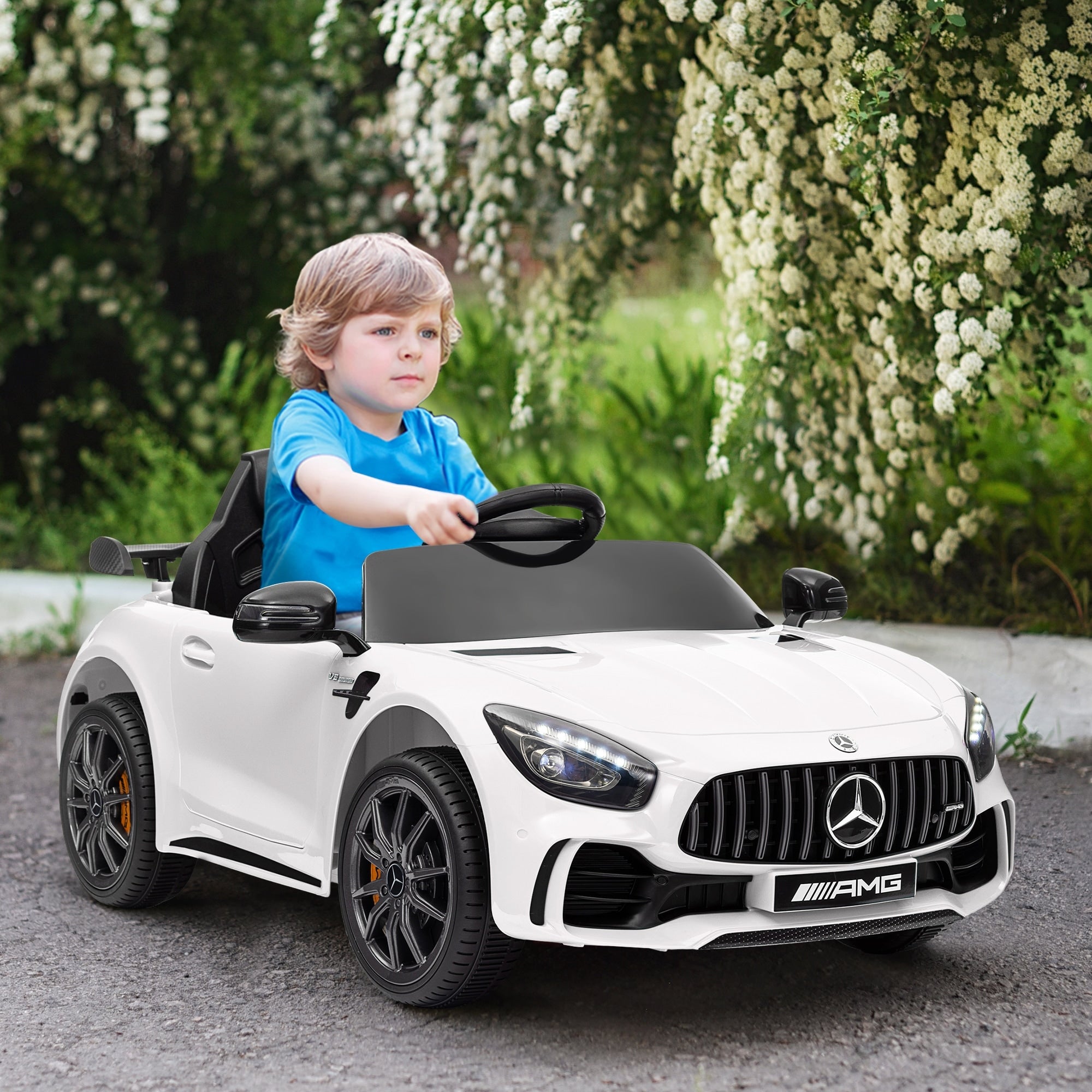 12V Kids Ride On Car Battery Powered Kids Electric Car With Remote Control White Electric Car Engineering Car