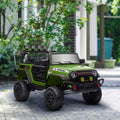12V Ride On Truck Off Road Toy Car With Led Lights Green Battery Powered Ride On Car With Parent Remote