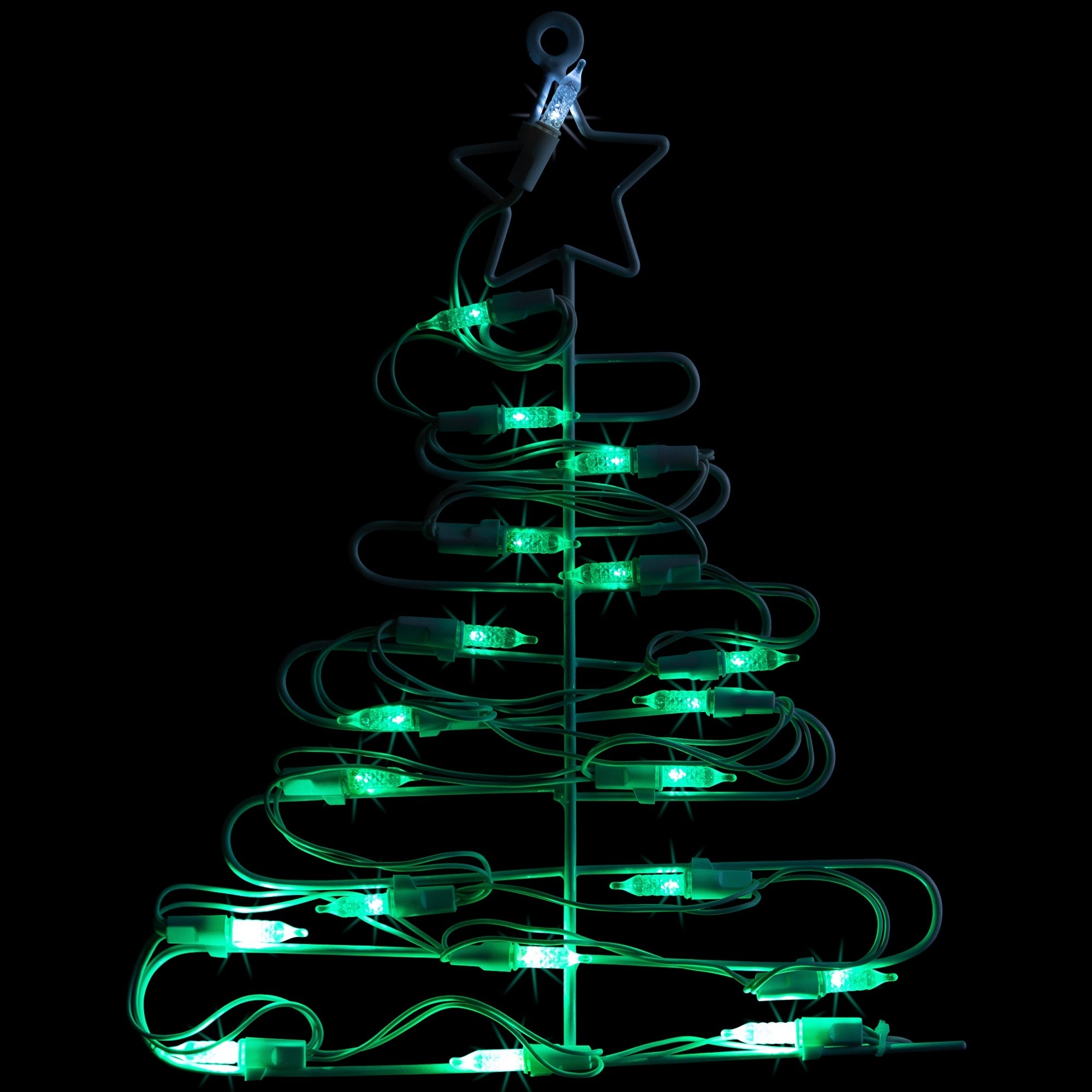 12.5 Battery Operated Led Lighted Christmas Tree Window Silhouette With Timer